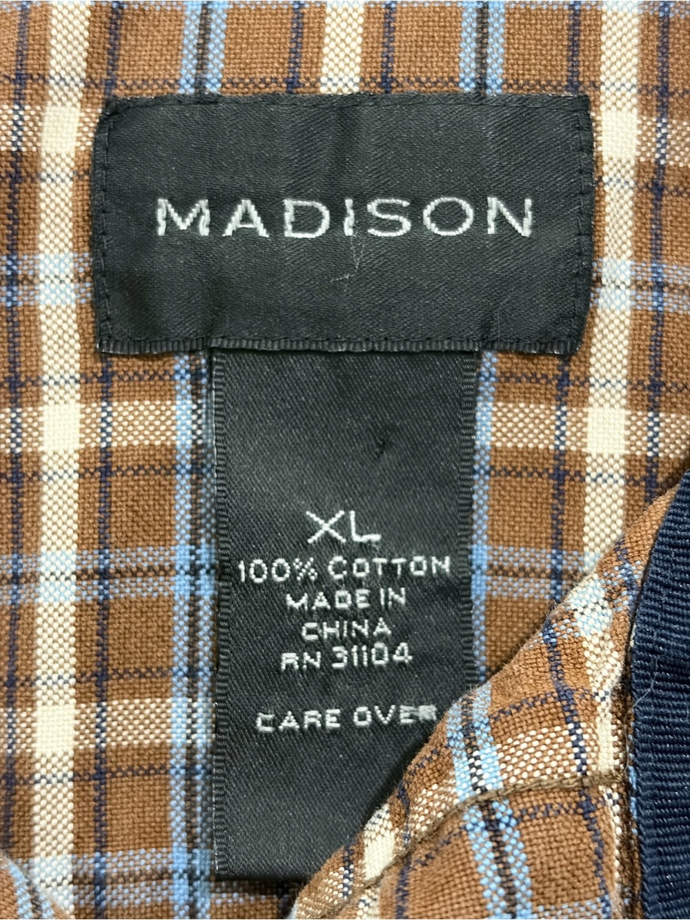 Brown Plaid 100% Cotton Flannel Long-sleeve Button Down Shirt (XL) - Picture 7 of 9